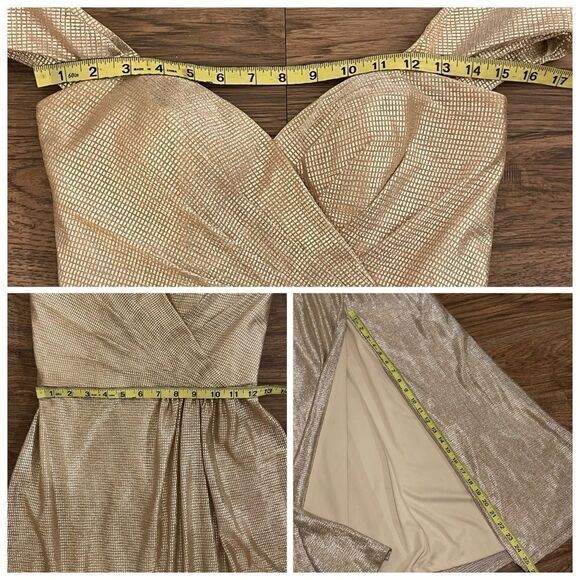 Hayley Paige Occasions Formal Off Shoulder Or Strapless Dress Style 52002 Gold 0 - Picture 16 of 16